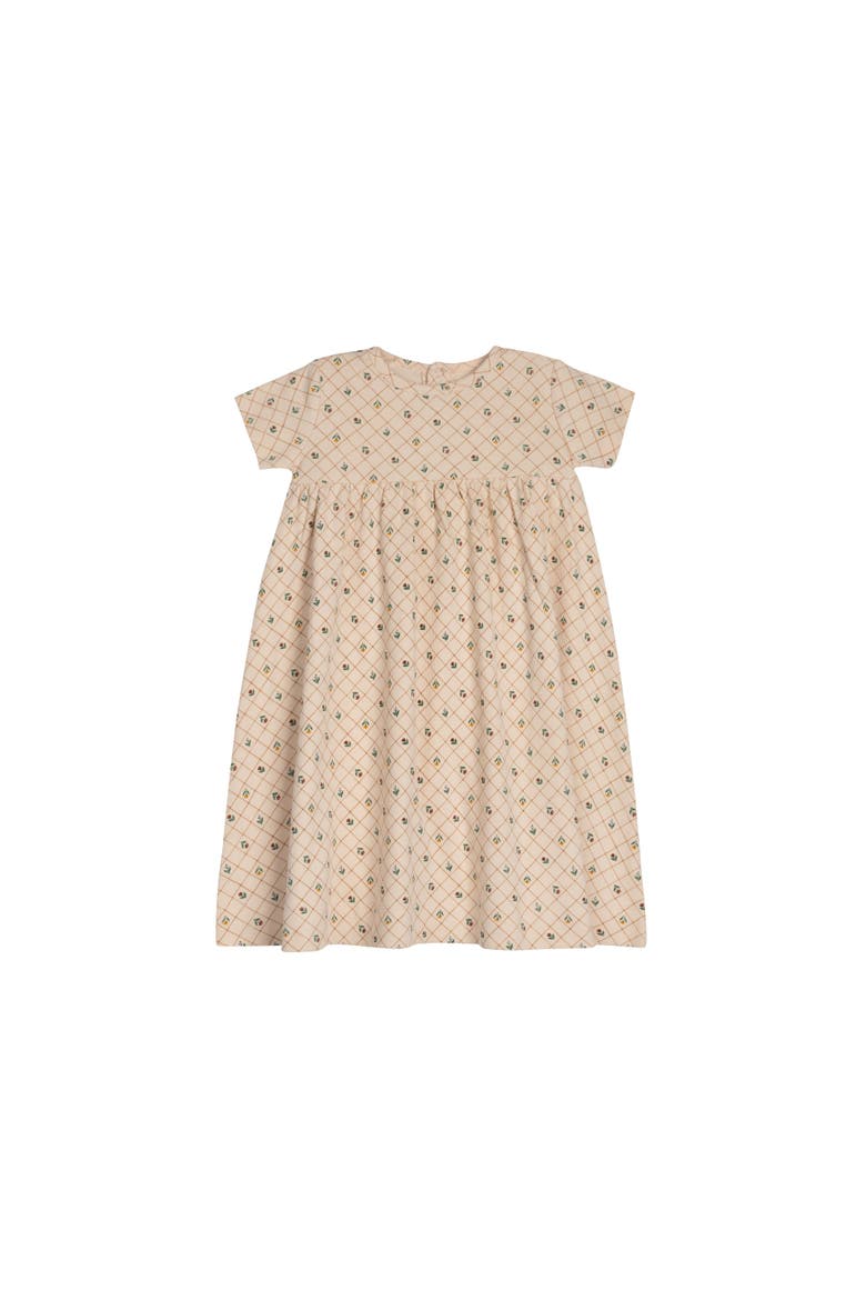 Floral Grid Collection - Girls Short Sleeve Dress, Main, color, Pink