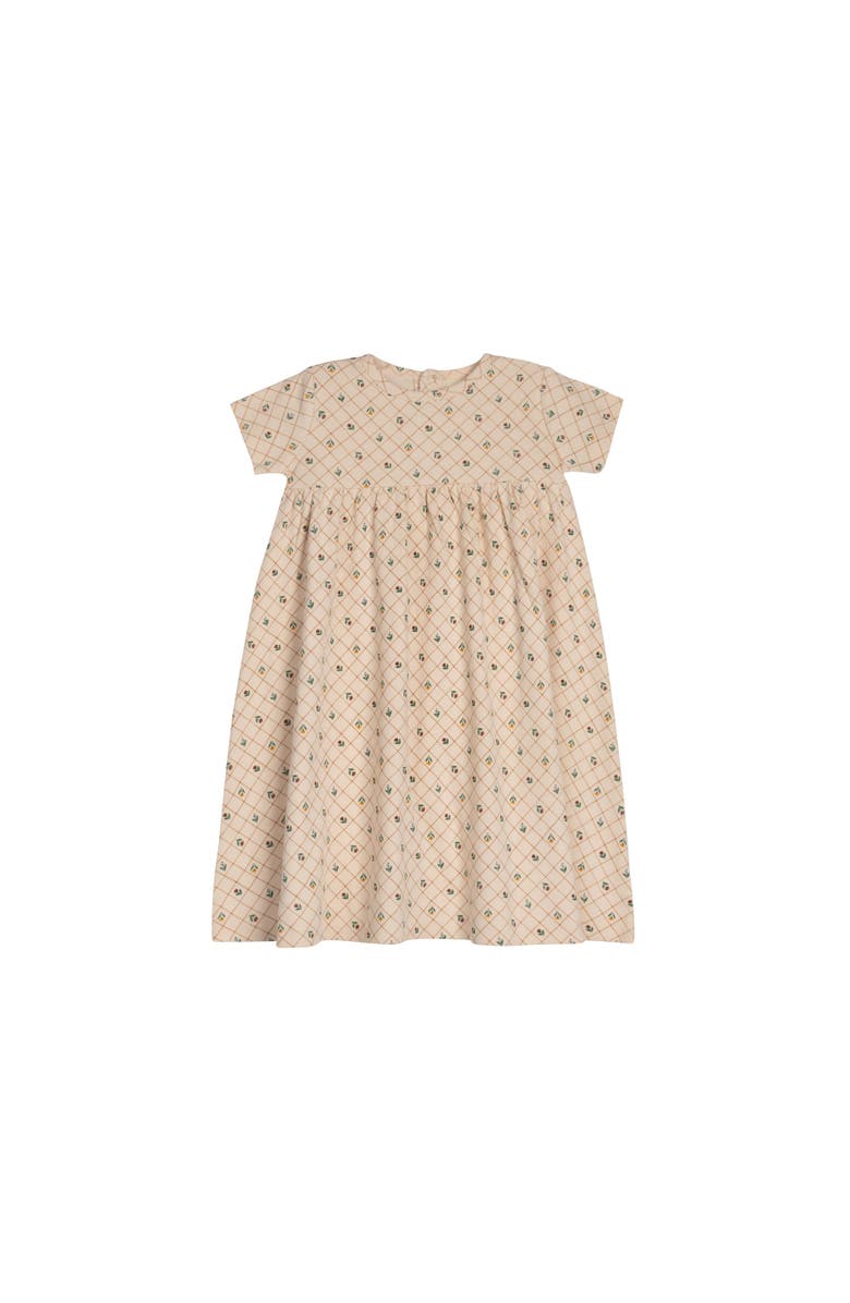 Ely's & Co. Floral Grid Collection - Girls Short Sleeve Dress, Main, color, Pink