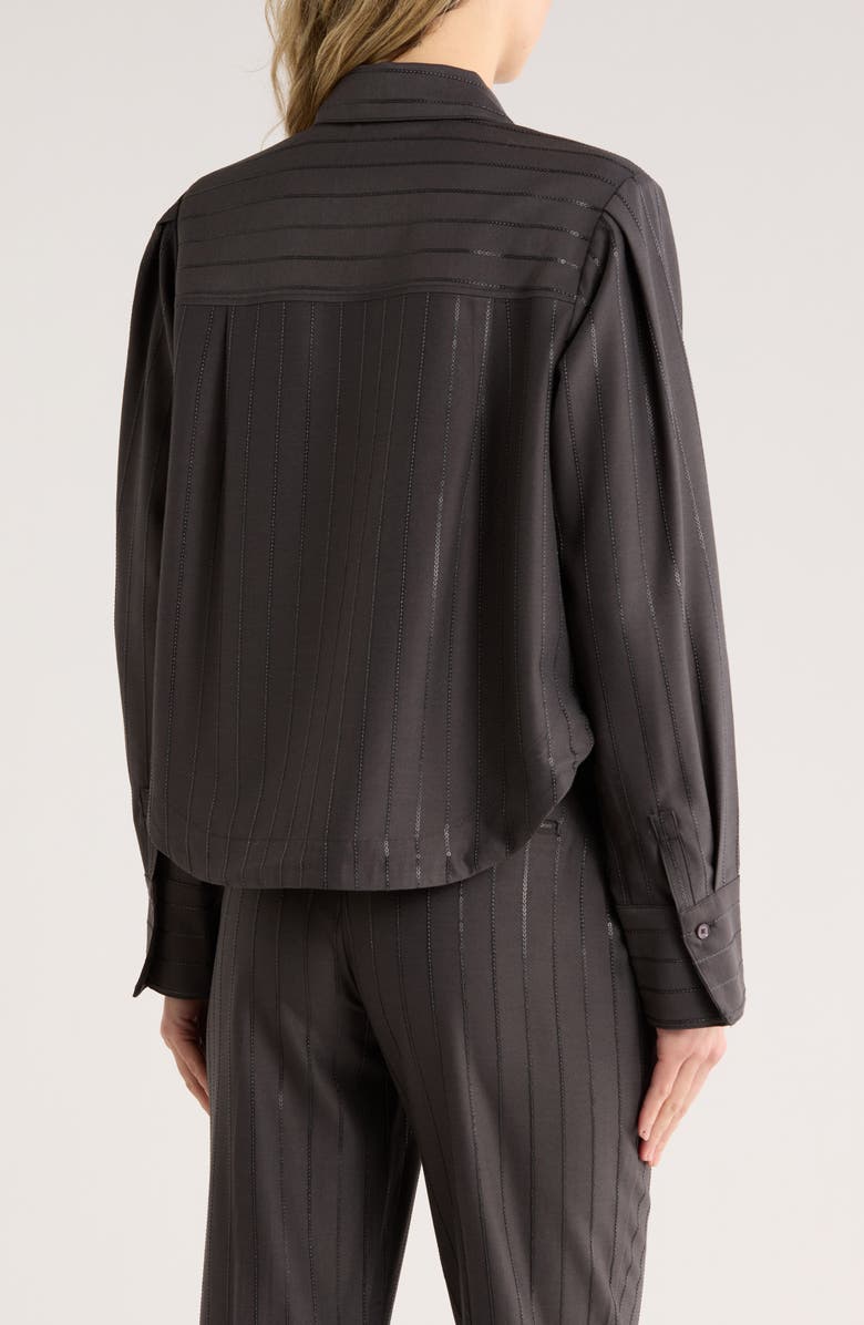 Derek Lam 10 Crosby Estrella Sequin Stripe Button-Up Shirt, Alternate, color, Charcoal