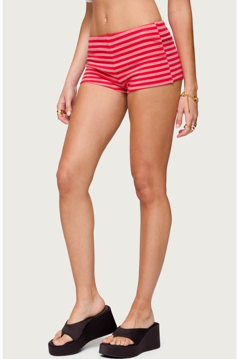Hali Stripe Knit Shorts, Alternate, color, RED-AND-PINK