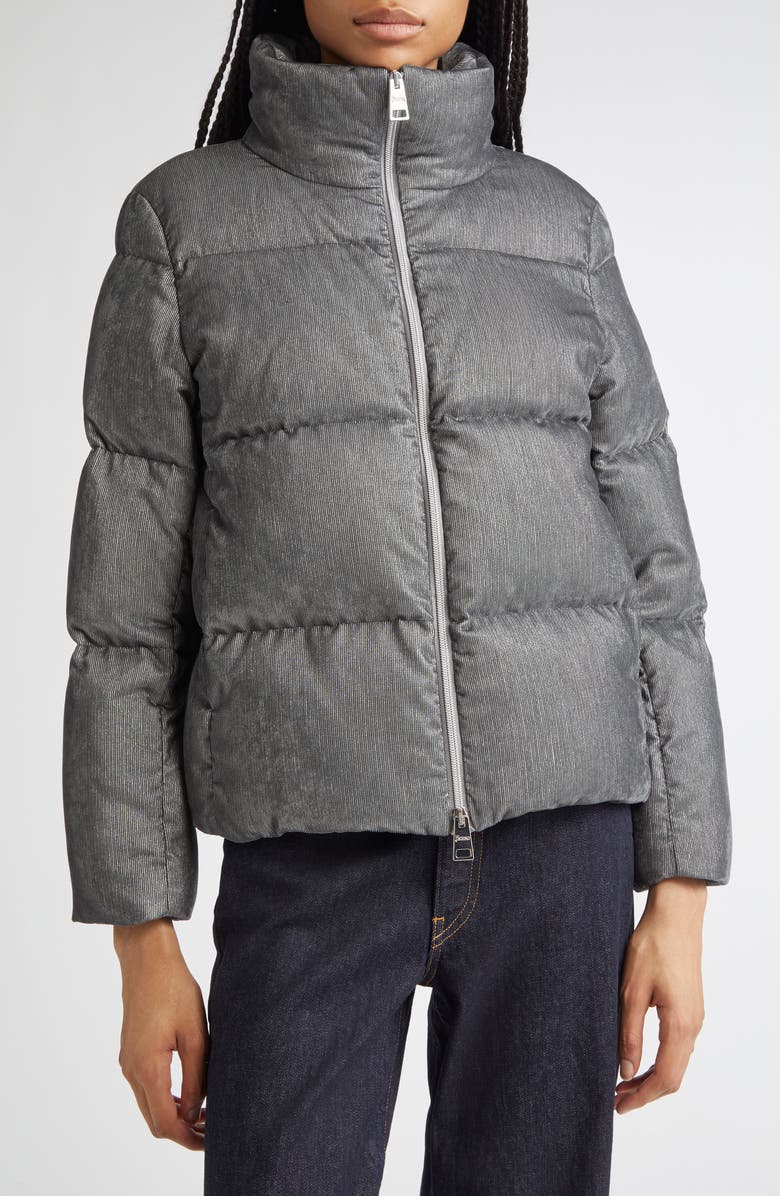 Herno Metallic Corduroy Down Jacket, Alternate, color, Grigio Perla