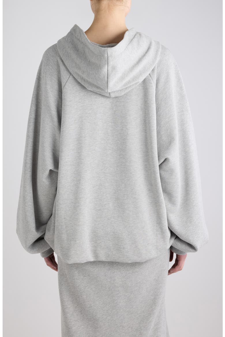 Hadella Knot Front Cotton Hoodie, Alternate, color, GREY MELANGE
