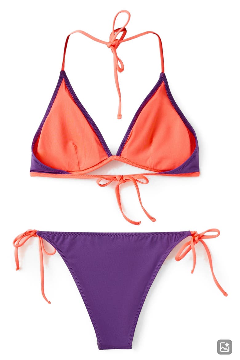 Two-Tone Two-Piece Swimsuit, Alternate, color, PURPLE