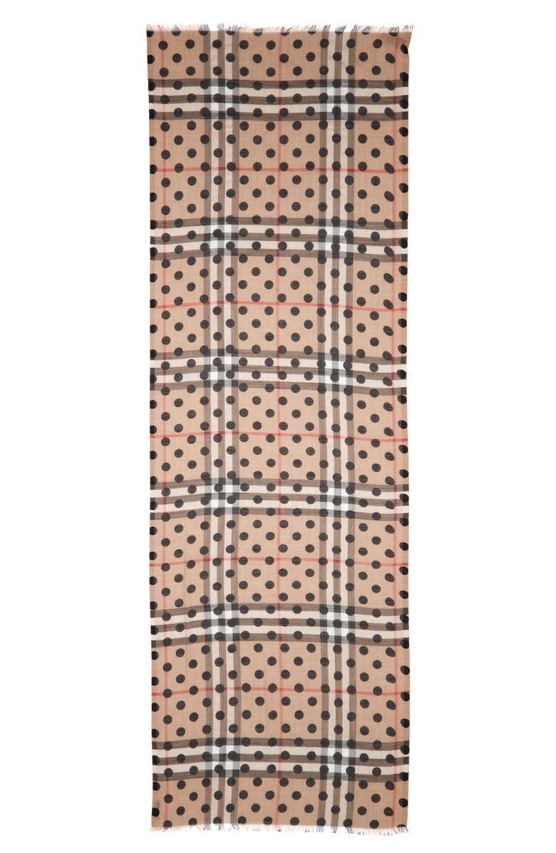 Burberry Dot & Giant Check Wool & Silk Gauze Scarf, Main, color, 