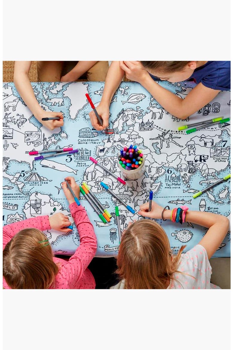 World Map Tablecloth, Alternate, color, ;Light Blue