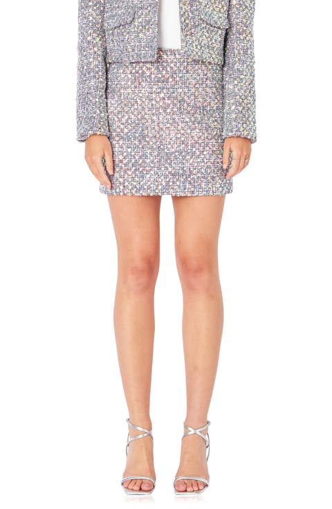 Sequin Tweed Miniskirt