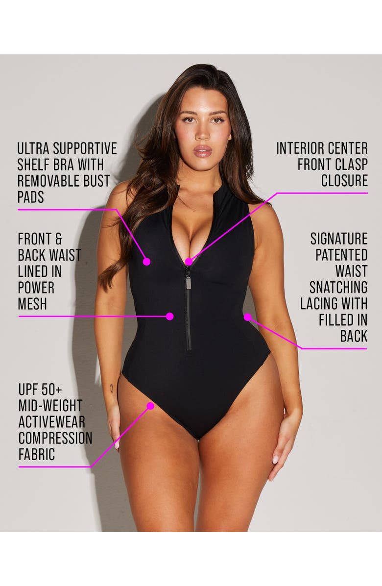 TA3 Adjustable Zip Front One-Piece Swimsuit, Alternate, color, Black