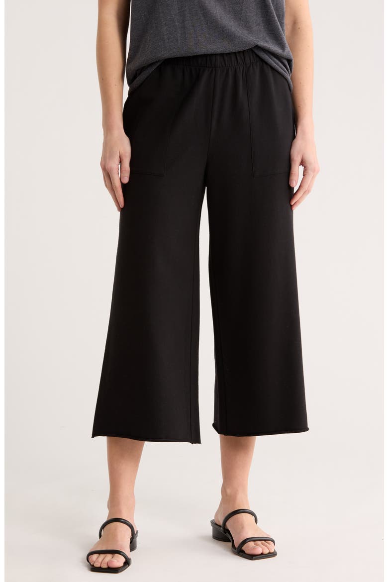 Crop French Terry Pants, Main, color, BLACK