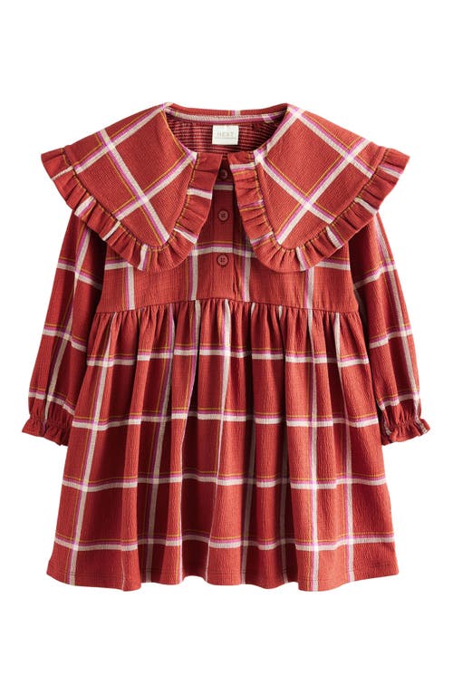 Next Kids' Check Collared Dress In Orange