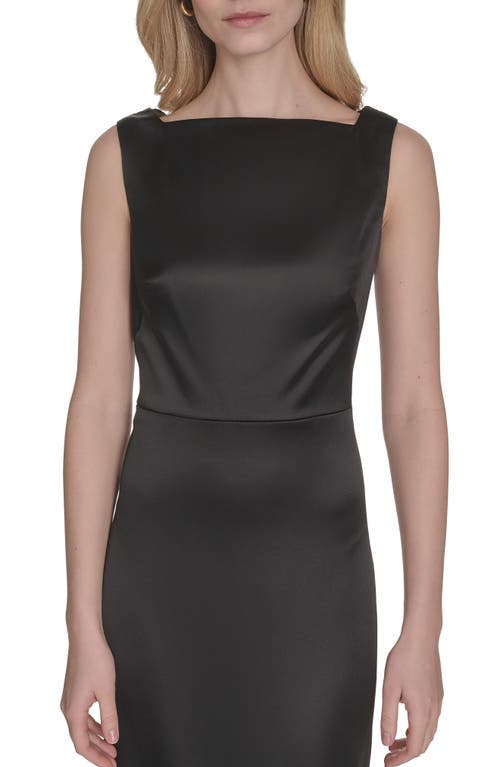 Vince Camuto Cowl Back Square Neck Satin Column Gown In Black