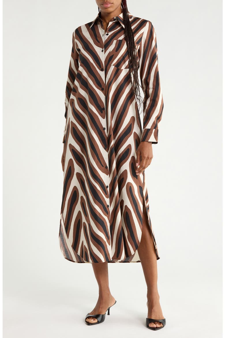 Karrington Cotton Shirtdress, Main, color, PIAZZA TIGER BIG COFFEE