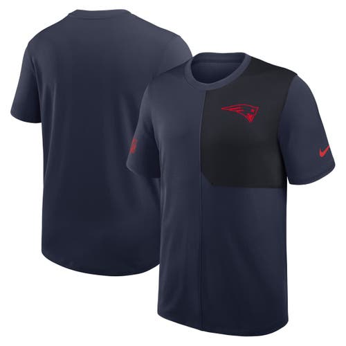 Nike Navy New England Patriots Sideline Uv Performance Coach Shirt In Blue