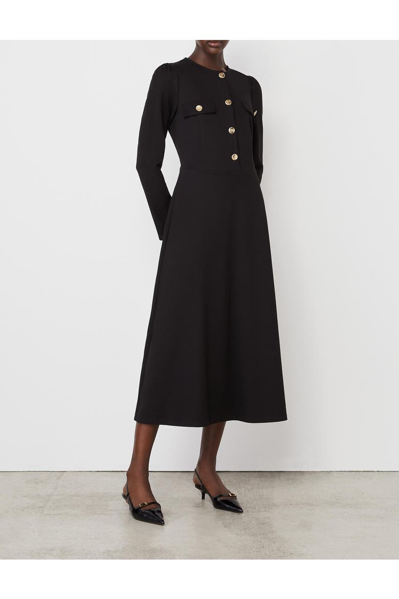 Gilly Ponte Jersey Midi Dress, Alternate, color, Black