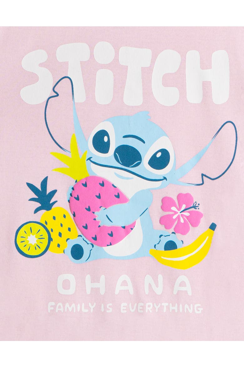 Lilo & Stitch 2-Piece Short Sleeve Tee and Gauze Shorts Set, Alternate, color, Pink White Stitch