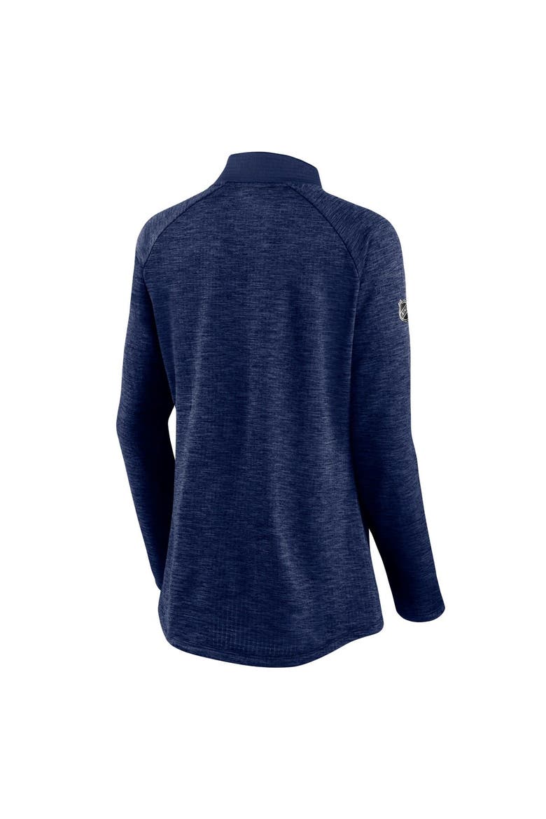Women's Fanatics Branded Navy/Heathered Navy Washington Capitals Authentic Pro Travel & Training Raglan Quarter-Zip Jacket, Alternate, color, Navy