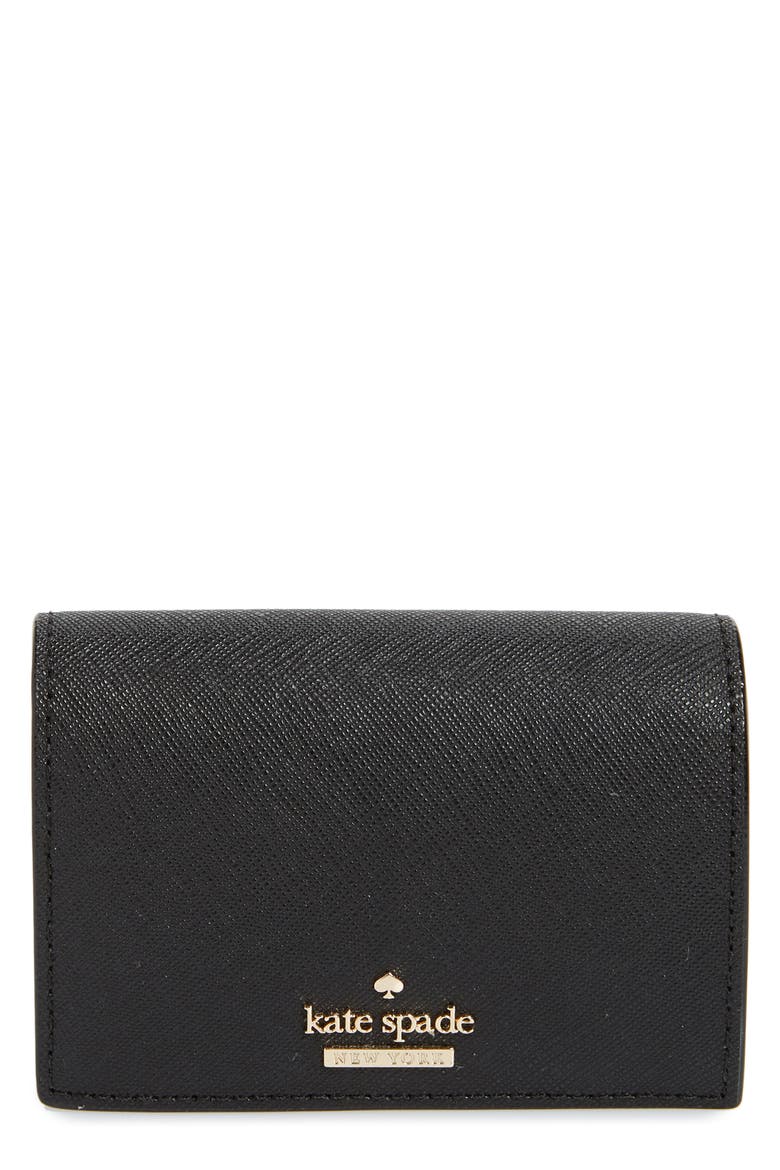 cameron street - annabella leather accordion card case, Main, color, BLACK