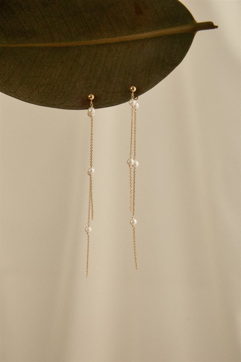 Bobbi Pearl Earrings, Alternate, color, Gold