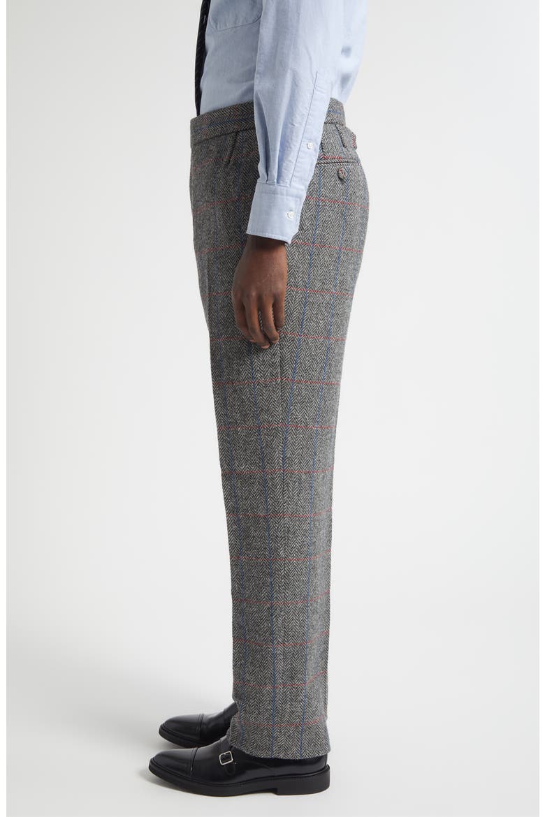 Classic Fit Hunting Herringbone Tweed Backstrap Trousers, Alternate, color, DARK GREY