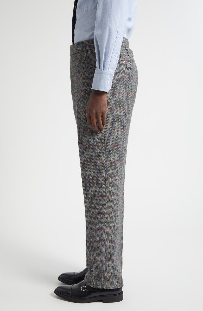 Thom Browne Classic Fit Hunting Herringbone Tweed Backstrap Trousers, Alternate, color, Dark Grey