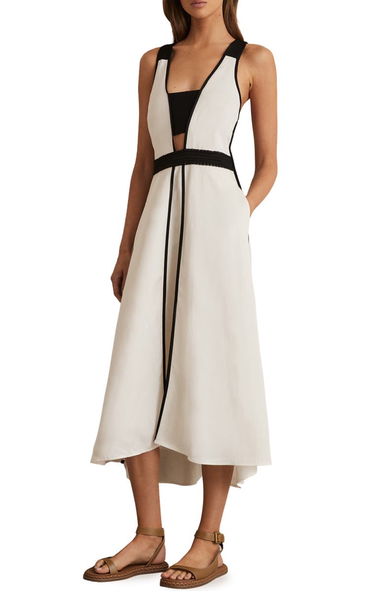 Reiss Valencia Contrast Sleeveless Midi Dress, Alternate, color, 
