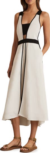 新着【REISS】Valencia コントラストトリム フレアドレス Reiss Valencia Contrast Sleeveless Midi Dress | Nordstrom