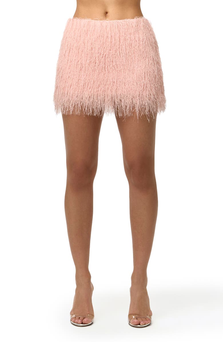 Naked Wardrobe Fringe Miniskirt, Main, color, Peach