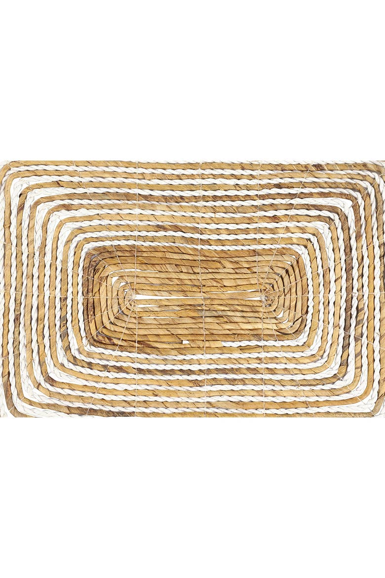 Rectangular Striped Brown Banana Leaf Wicker Placemat - Set of 4, Alternate, color, BROWN