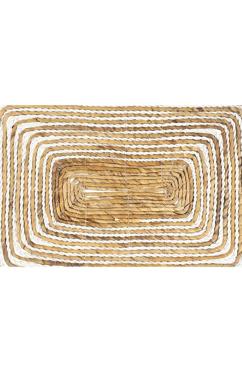 GINGER BIRCH STUDIO Rectangular Striped Brown Banana Leaf Wicker Placemat - Set of 4, Alternate, color, Brown