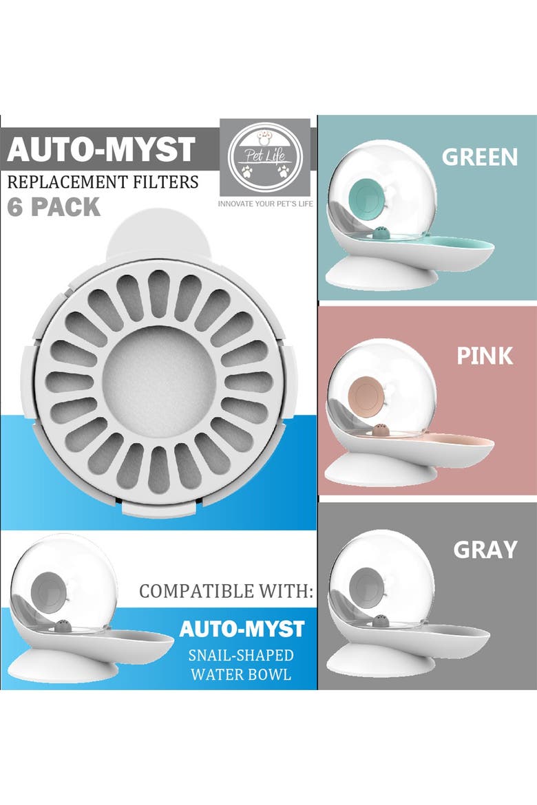 'Auto-Myst' Snail Shaped 2-in-1 Automated Gravity Pet Filtered Water Dispenser & Food Bowl, Alternate, color, GREY