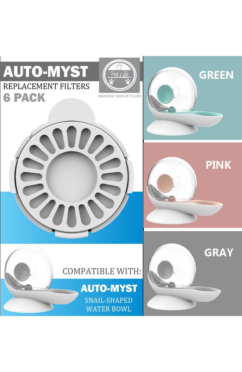 PET LIFE 'Auto-Myst' Snail Shaped 2-in-1 Automated Gravity Pet Filtered Water Dispenser & Food Bowl, Alternate, color, Grey