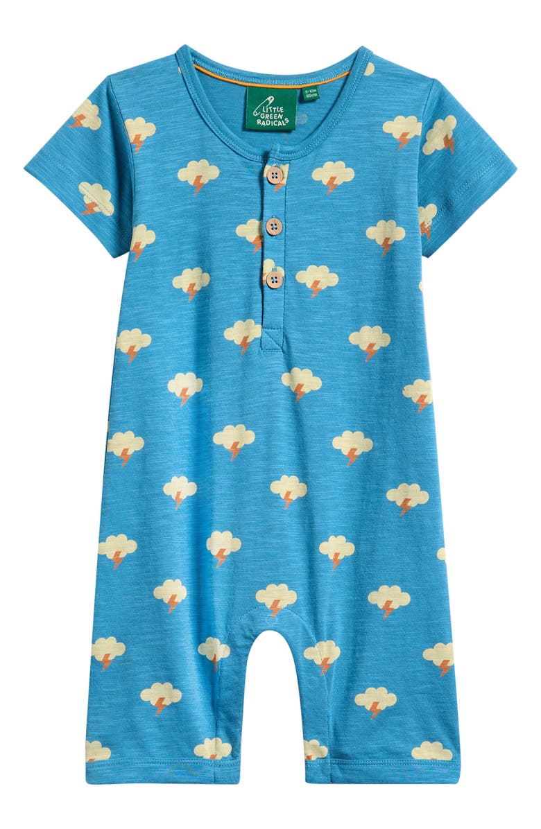 Little Green Radicals All Weather Print Romper, Main, color, Blue