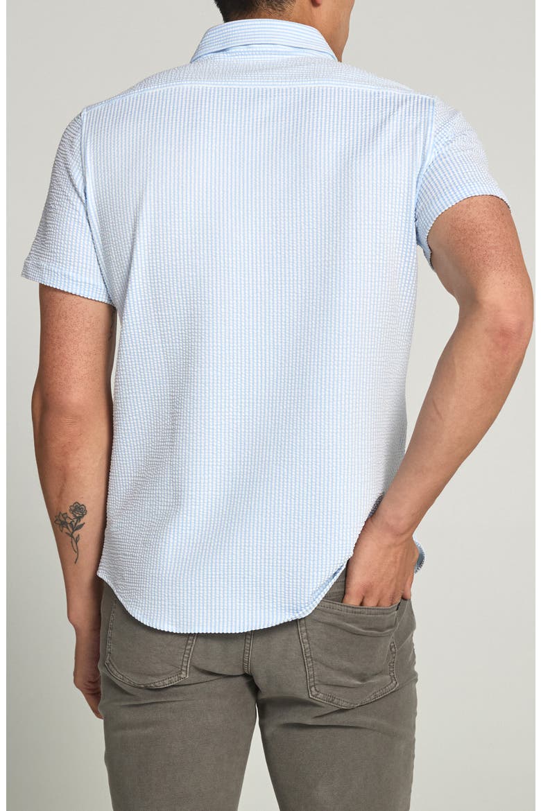 Keaton Stripe Seersucker Short Sleeve Button-Up Shirt, Alternate, color, BLUE