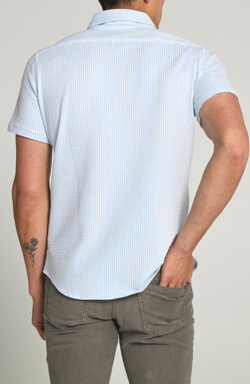 7 Diamonds Keaton Stripe Seersucker Short Sleeve Button-up Shirt In Blue