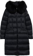Moncler Boedic Water Repellent Long Down Puffer Coat with Genuine Shearling Trim