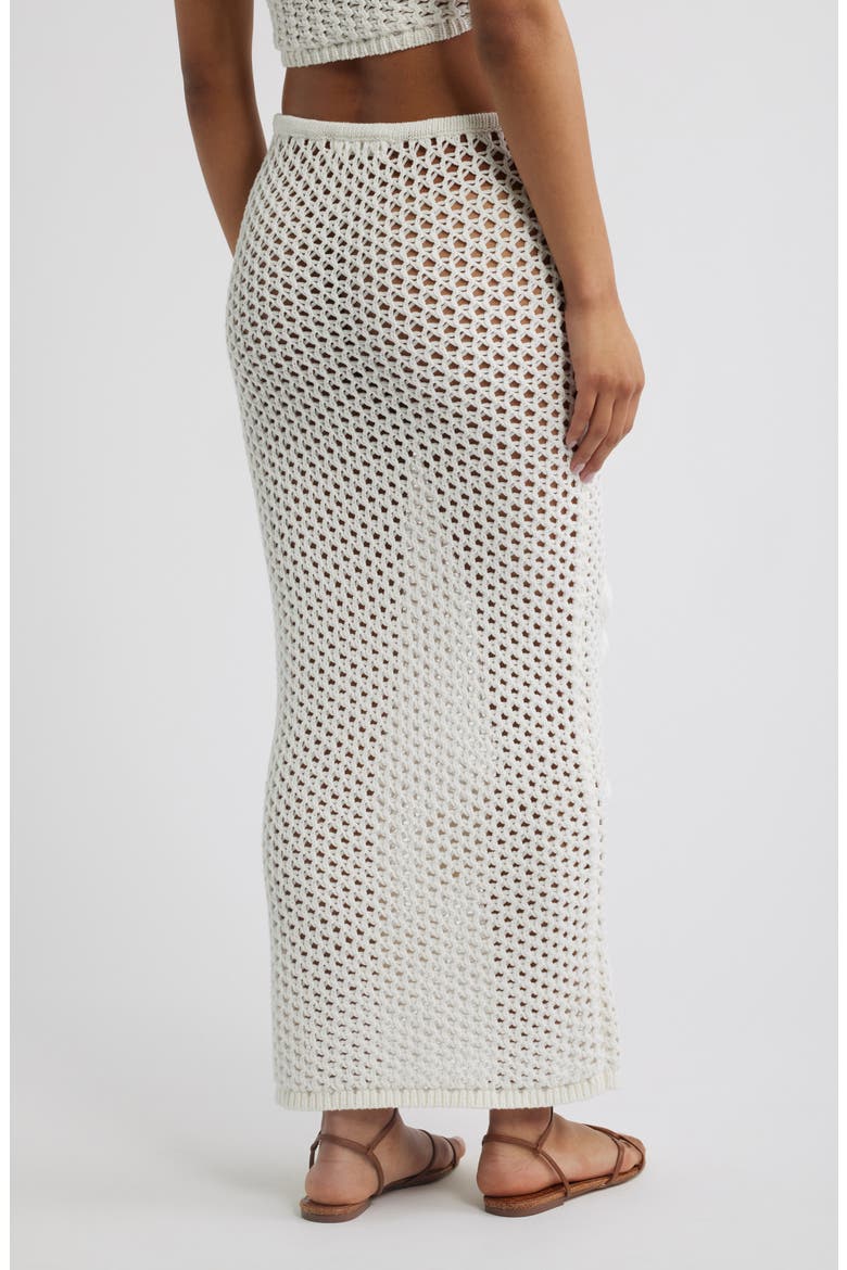 Applique Floral Knit Maxi Skirt, Alternate, color, WHIPPED WHITE