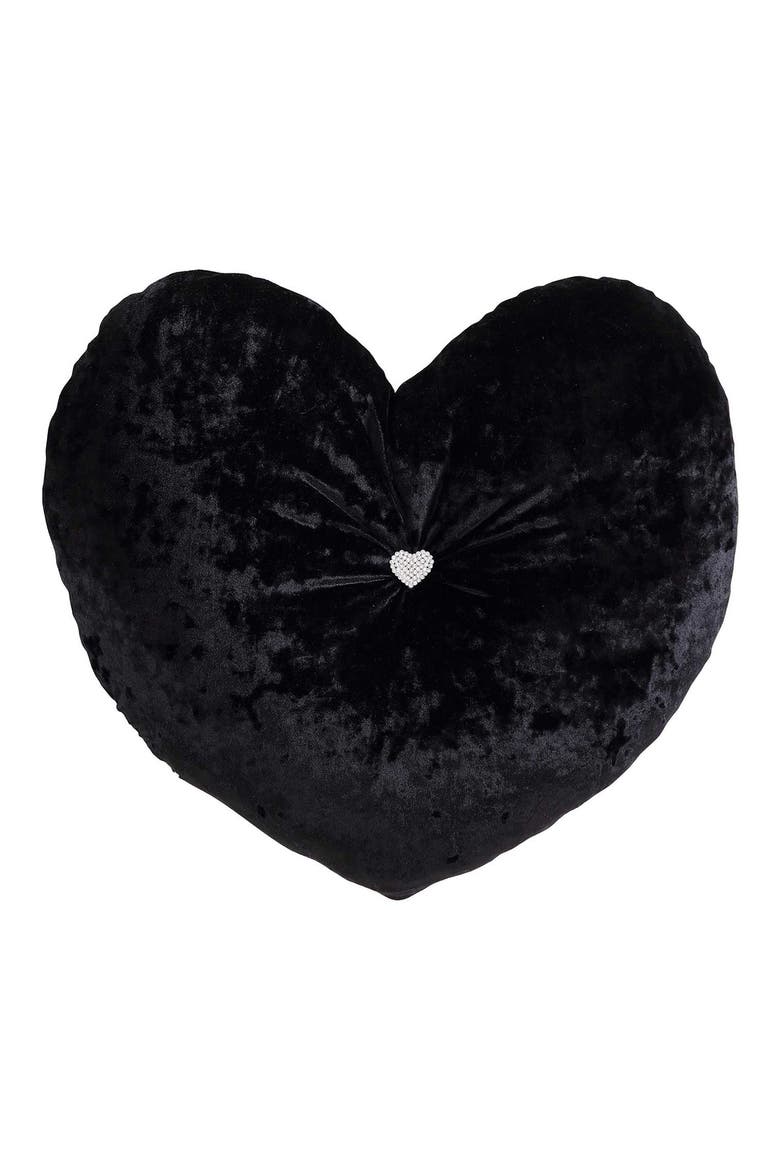 Velvet Heart Plush Throw Pillow, Main, color, BLACK
