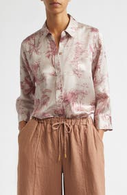 L'AGENCE Dani Three-Quarter Sleeve Silk Button-Up Shirt