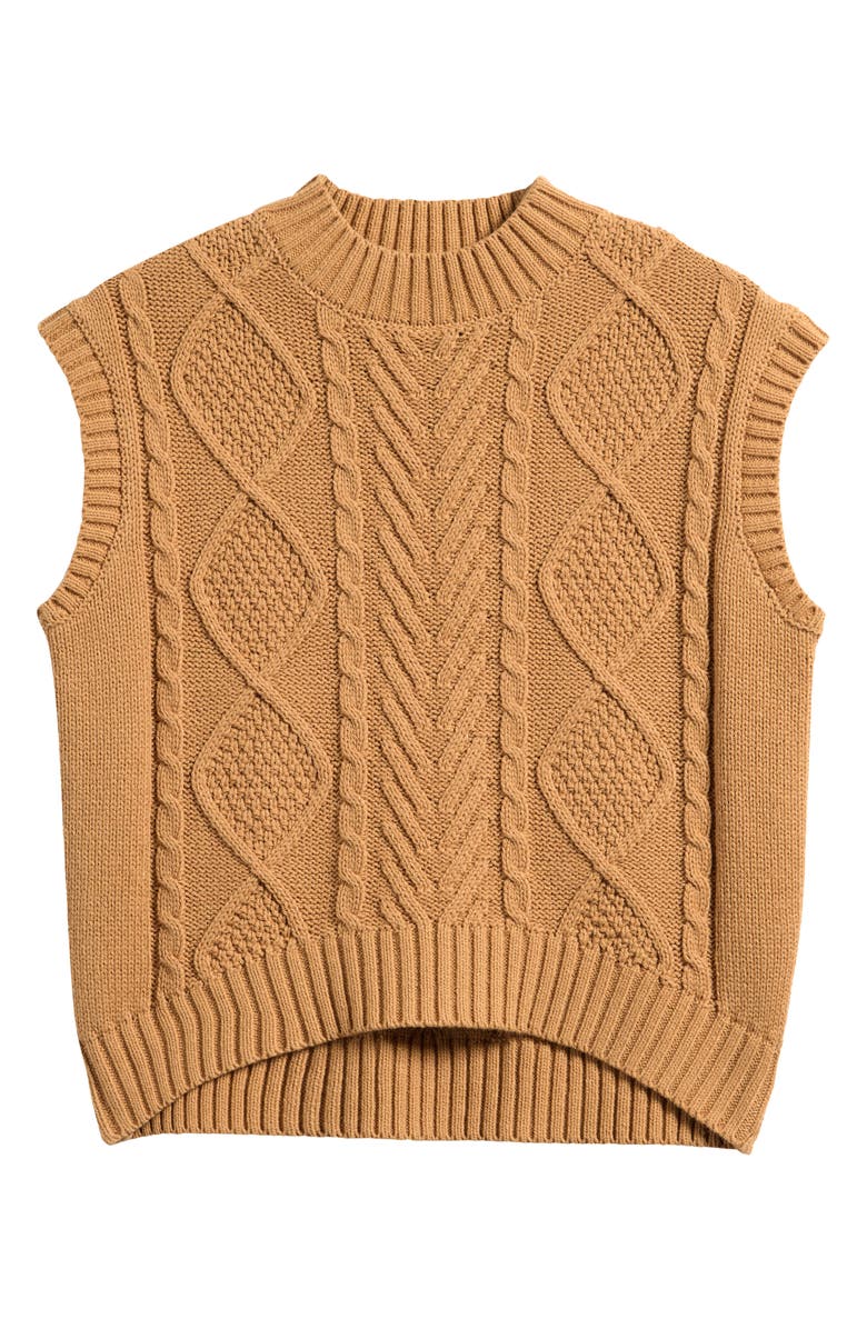 Freshman Kids' Cable Sweater Vest, Main, color, Copper Brown