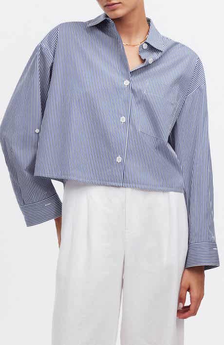 Madewell Striped Poplin Straight Hem Shirt