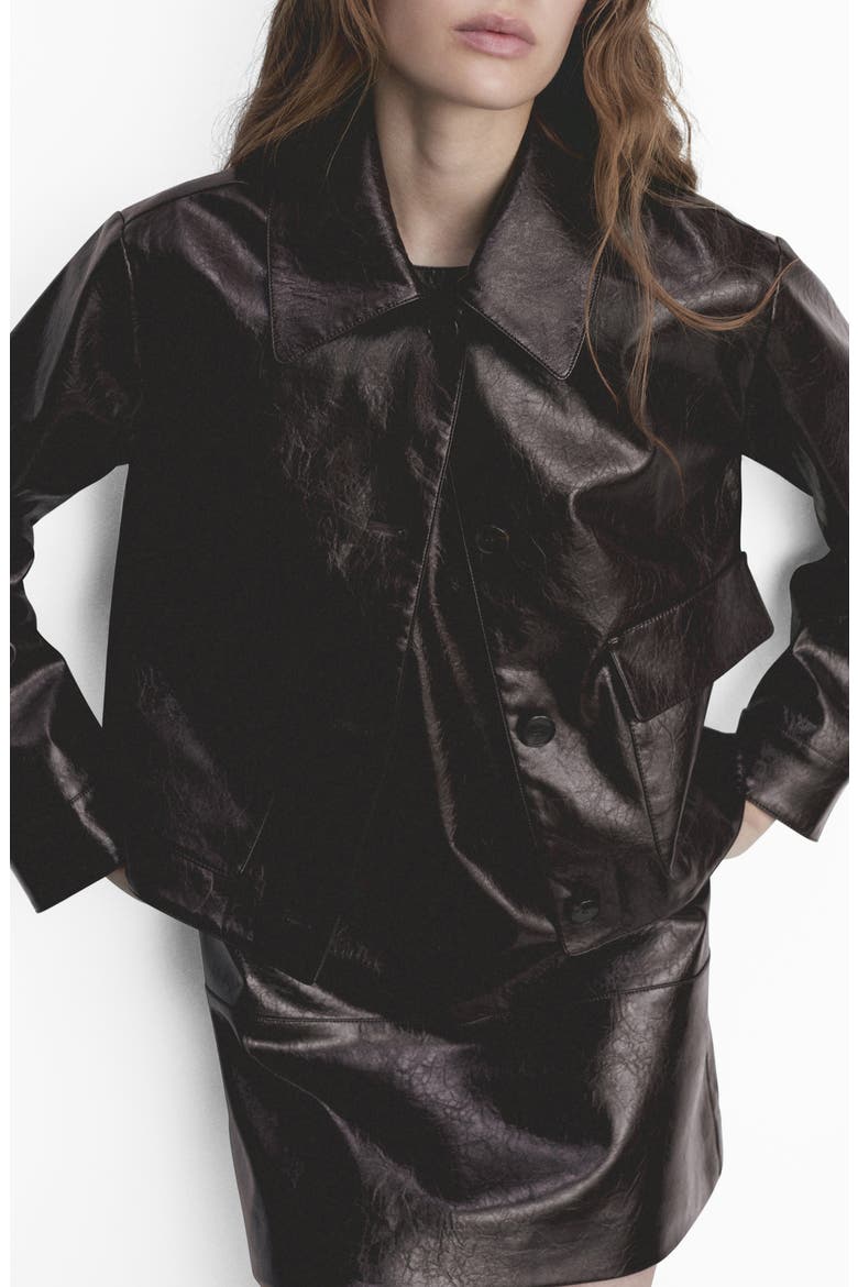Textured Faux Leather Jacket, Main, color, BURGUNDY