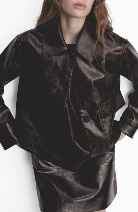 Textured Faux Leather Jacket