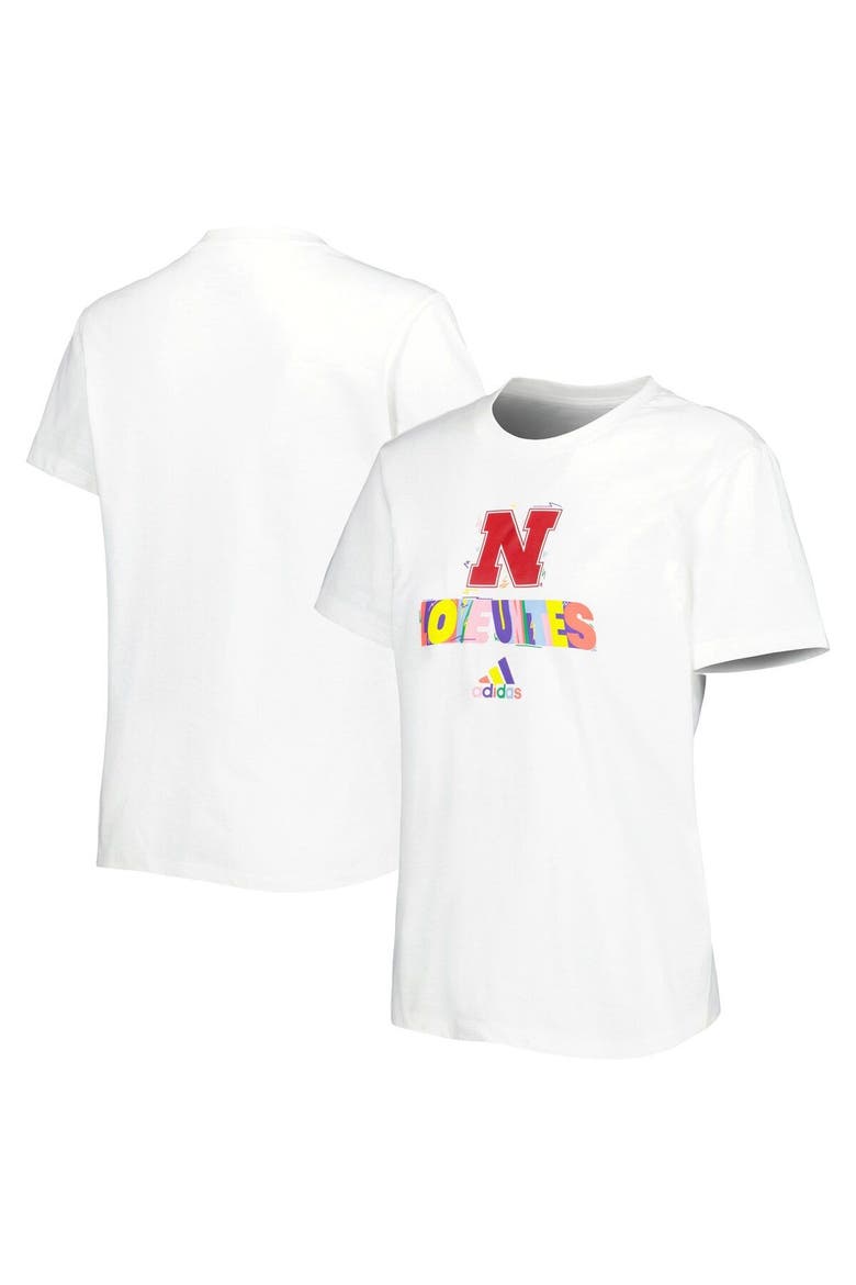 Women's adidas White Nebraska Huskers Fresh Pride T-Shirt, Main, color, White