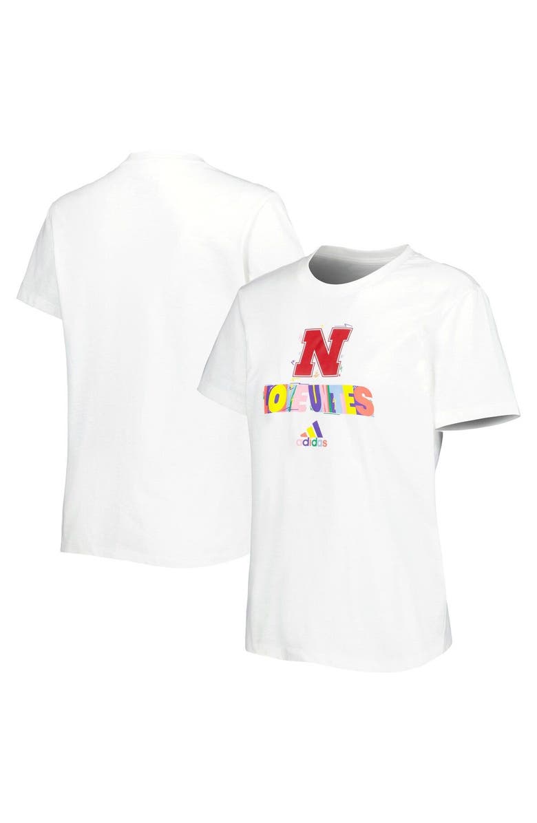 adidas Women's adidas White Nebraska Huskers Fresh Pride T-Shirt, Main, color,