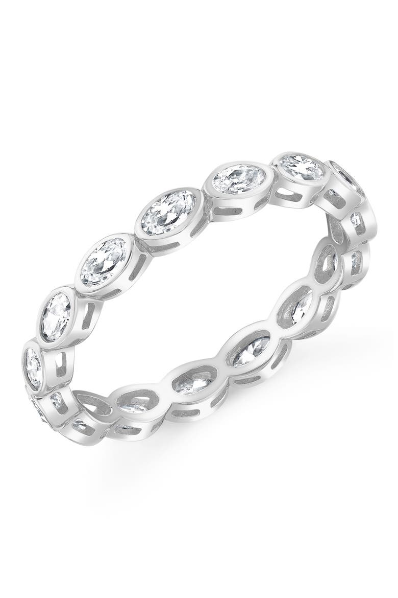 Oval Cut Cubic Zirconia Eternity Band, Main, color, PURE PLATINUM / CLEAR STONE