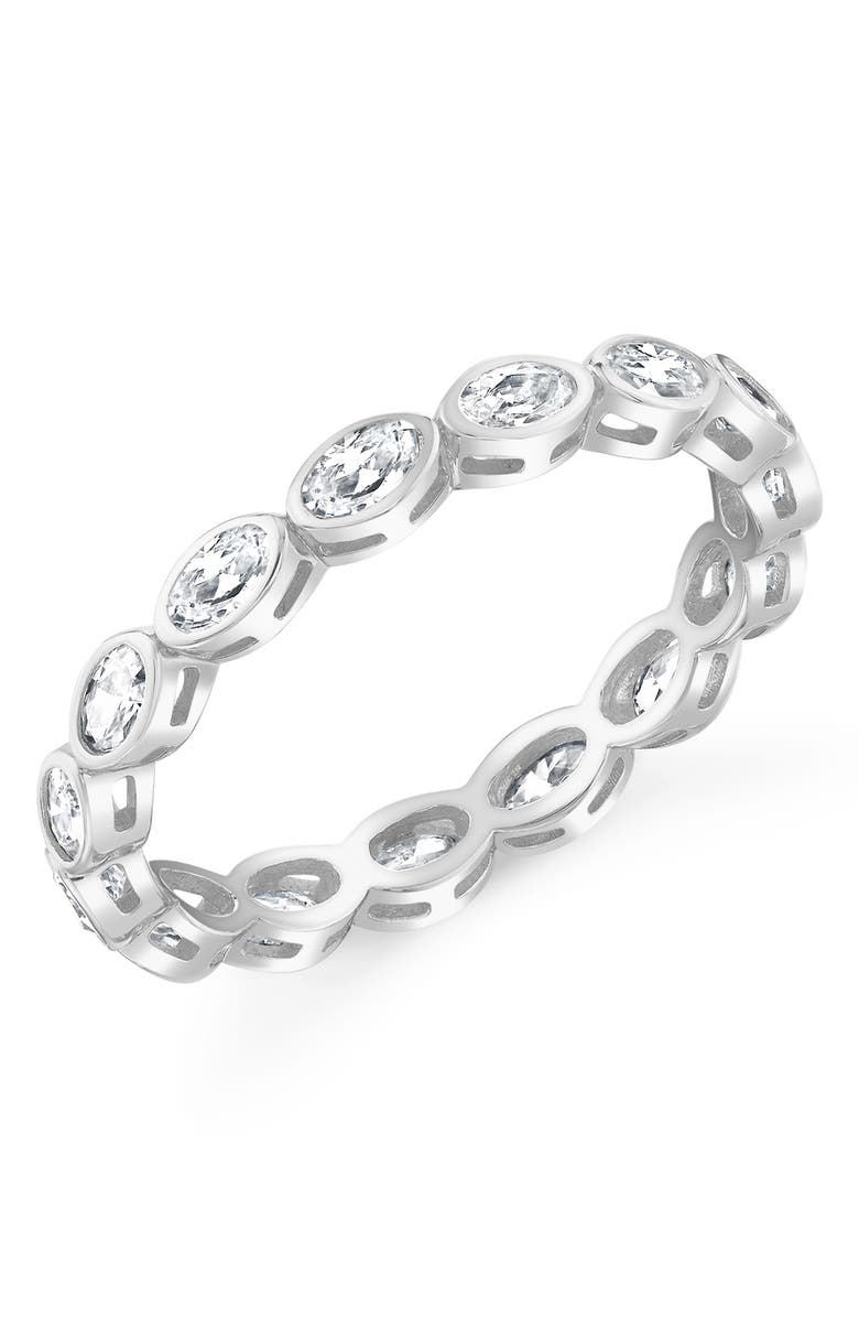 Crislu Oval Cut Cubic Zirconia Eternity Band, Main, color, Pure Platinum / Clear Stone
