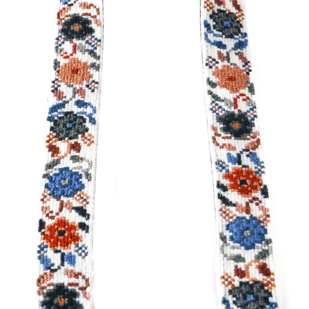 Tin Marin Mai Woven Bag Strap, Alternate, color, Flowers With Black Leather