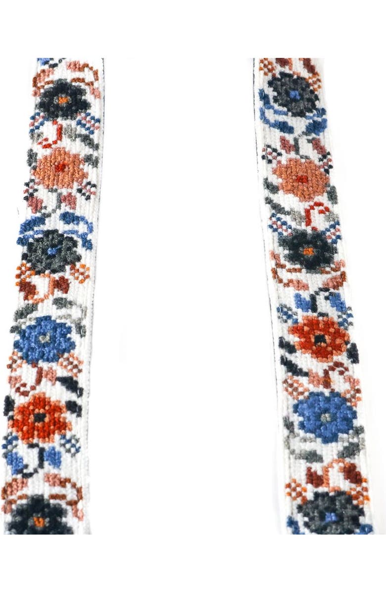 Tin Marin Mai Woven Bag Strap, Alternate, color, Flowers With Black Leather