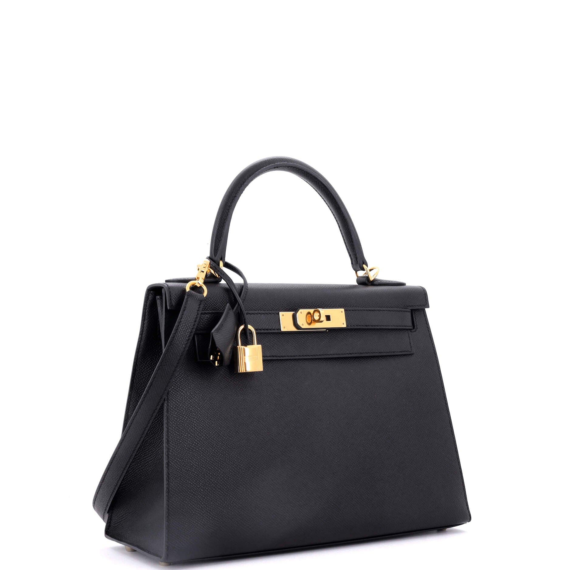 Pre-Owned Hermes Kelly Handbag Black Epsom with Gold Hardware 28, Alternate, color, 