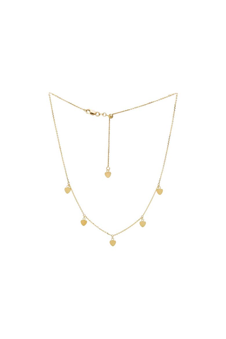 Mini Heart Station Choker Necklace 14K, Main, color, 14K Gold