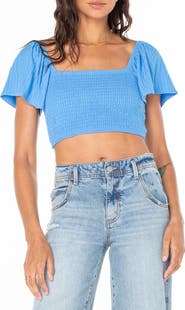 Roxy Sandy Beach Smocked Twist Reversible Crop Top